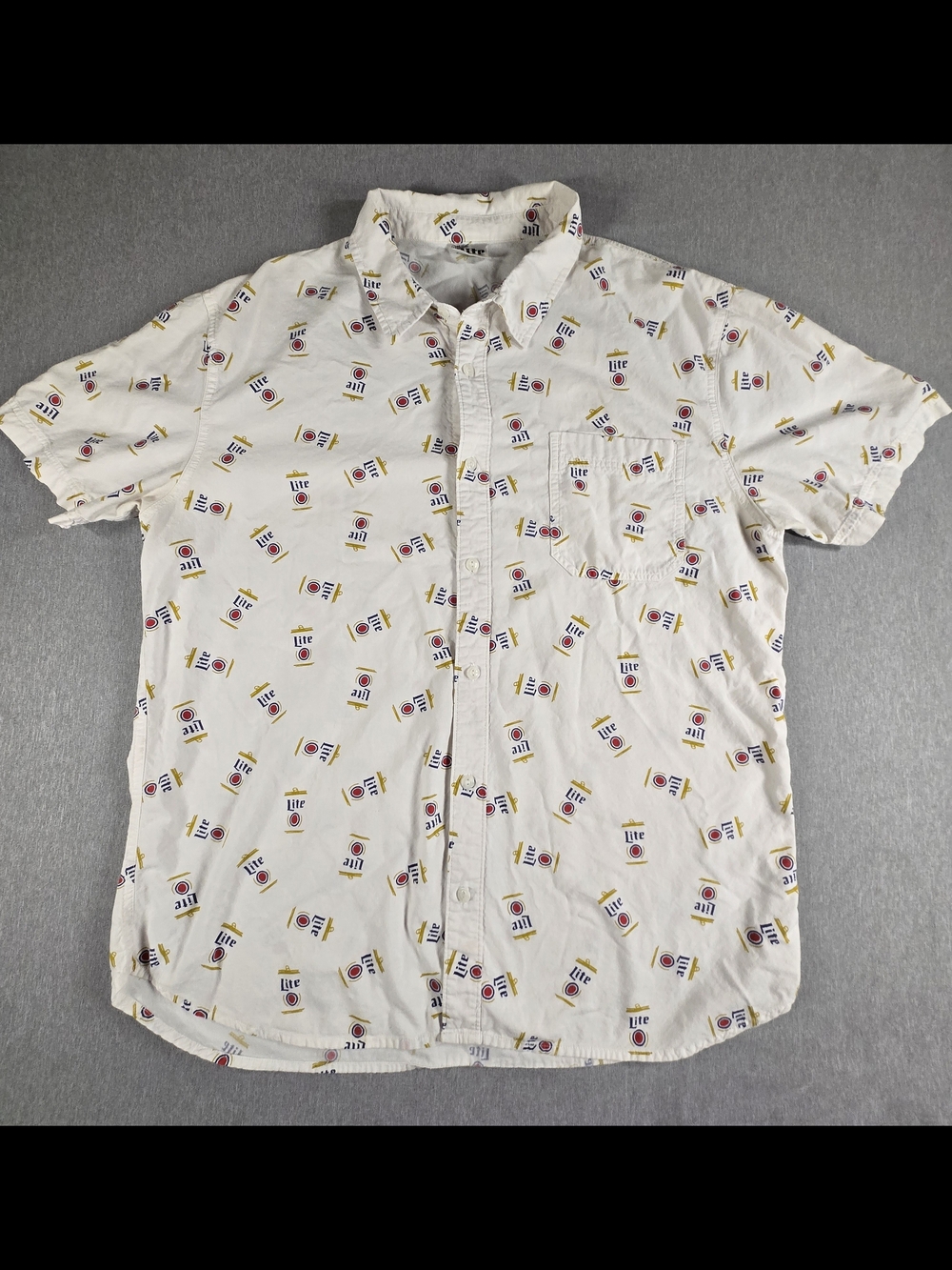Miller Lite Short Sleeve Button Down Shirt XL